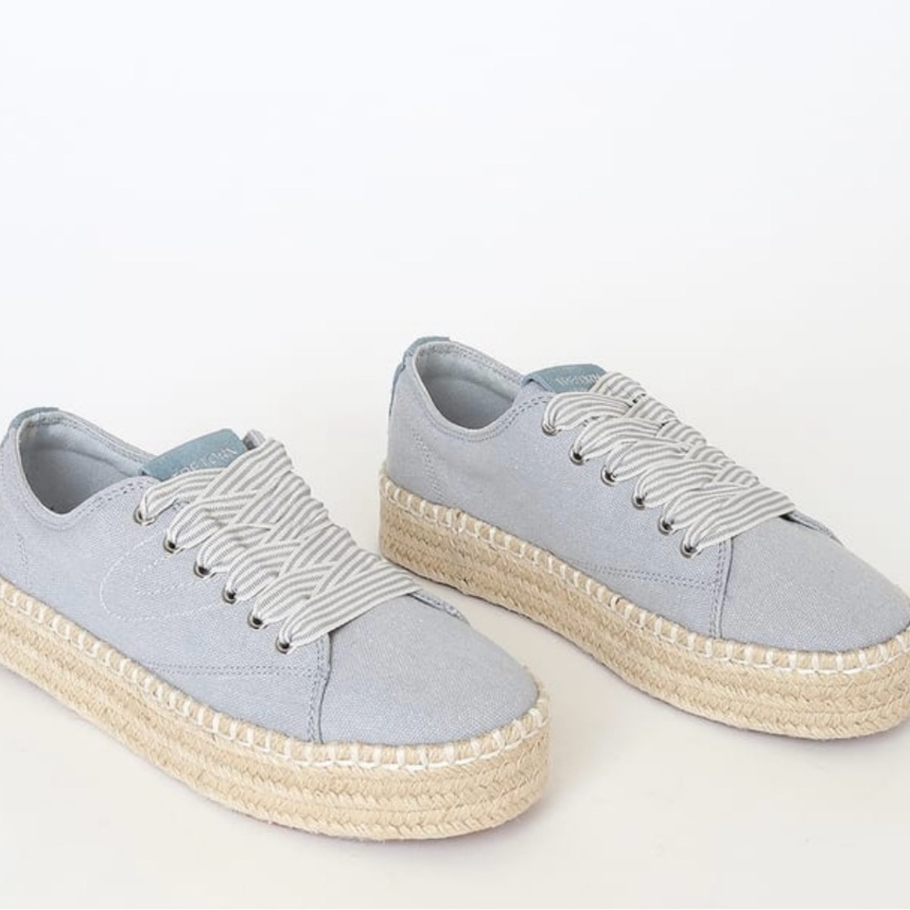 Women’s Eve Ice Blue Linen Espadrille Platform Sneakers Size 6.5